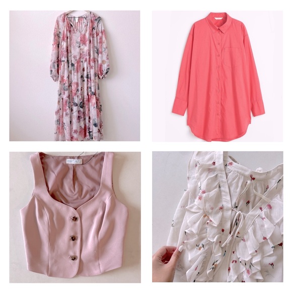 Anthropologie Other - THINK PINK style bundle - shirt, vest, blouse, dress